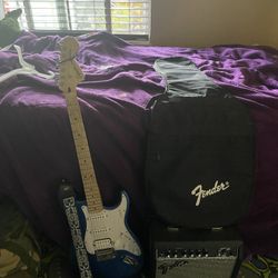 Blue Electric squire guitar