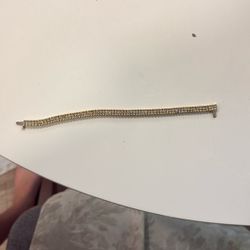 14K Gold Wide Link Diamond Tennis Bracelet / Vintage Estate 14K Solid Gold