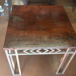 Mezquite Coffee table with Turquoise With metal Base