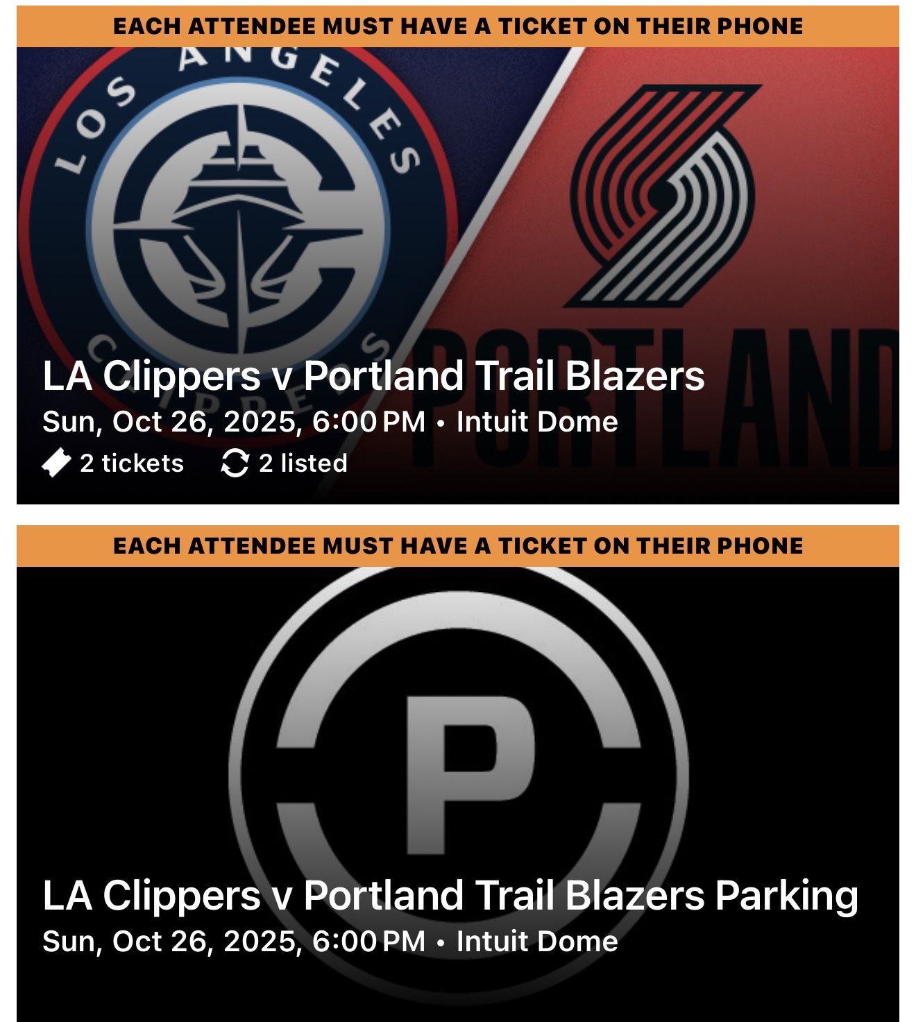 Los Angeles Clippers Versus The Portland Trailblazers,  October 26, 2025