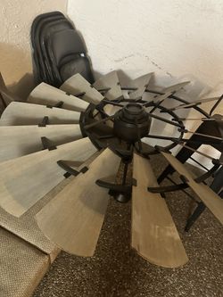 Wooden Windmill Fan Big