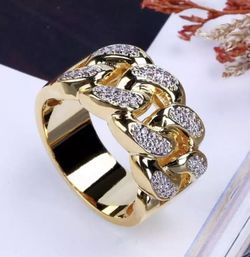 New 18 k. Yellow gold Cuban link men’s wedding ring engagement ring