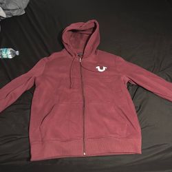 True Religion Burgundy L Hoodie | Y2K Streetwear Essential