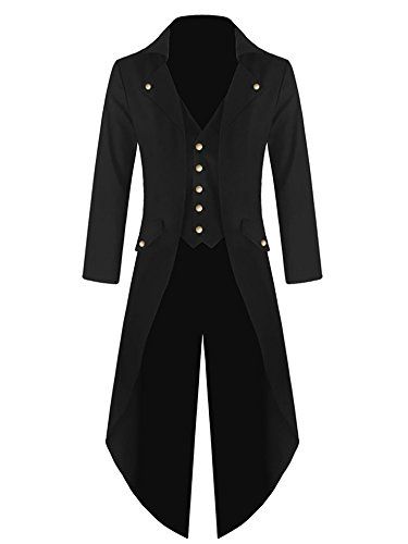 Mens Steampunk Victorian Jacket Gothic Tailcoat Costume Vintage Tuxedo Viking Renaissance Pirate Halloween Coats
