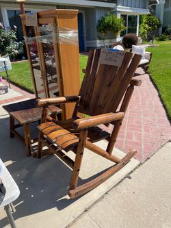 Wooden rocker with end table