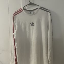 White And Red And Purple Striped Long Sleeve Adidas Shirt
