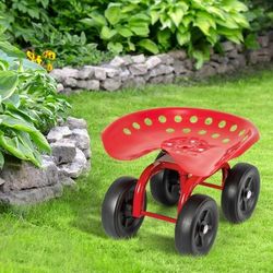 Rolling Garden Seat, Garden Cart with 360° Swivel Work Seat & Adjustable Height, Heavy Duty Garden Seat with Wheels for Lawn Yard Patio Greenhouse Pla