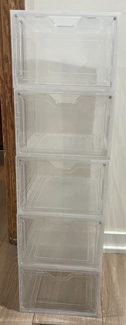 Clear Stackable Plastic Storage Bins Set of 5