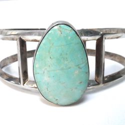 STERLING SILVER TURQUOISE CUFF BRACELET 