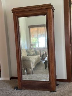 Vintage Mercantile Oak Display Cabinet