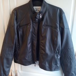 WOMEN'S XL BROWN FAUX LEATHER JACKET 