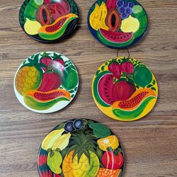  5 Mexican Wood Wall Plates