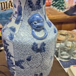Vintage Blue & White Porcelain Lamp