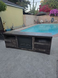 Fire Place Credenza TV Stand