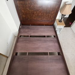 Solid Wood Bed Frame – Like New, Elegant Dark Finish