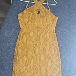 BCBG Size 2 Mustard Yellow Cocktail Dress