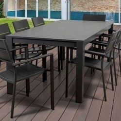 BRAND NEW 9 Piece Aluminum Gray Rectangular Dining Set | Ideal Furniture Set For Outdoor
