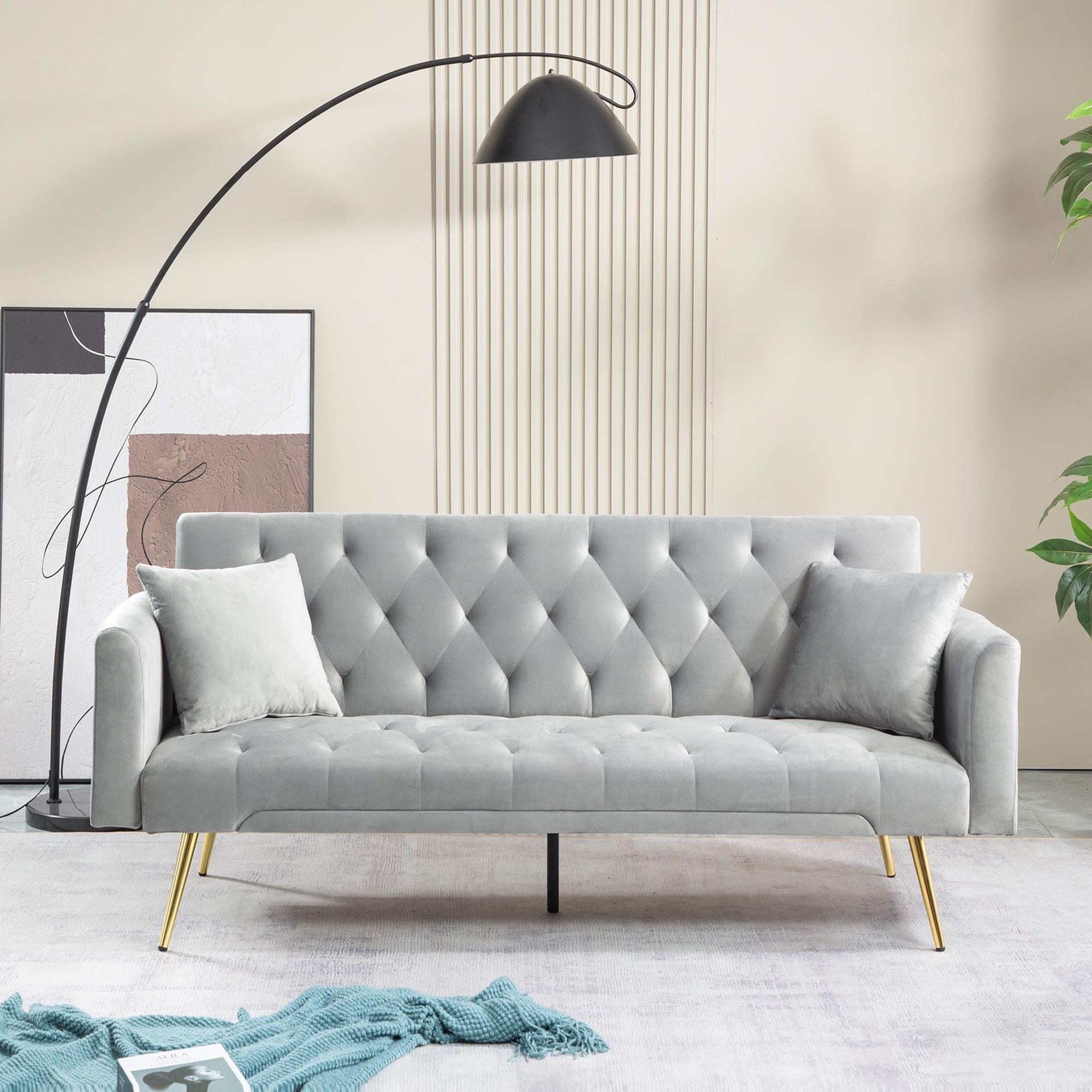 New in box 72"Modern Velvet Sofa Bed Futon,Convertible Folding Sleeper Bed Couche