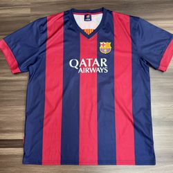 Barcelona Lionel Messi Football Futbol Soccer FIFA Jersey Men’s 2XL  The product is a Men's 2XL Barcelona Lionel Messi Football Jersey, officially lic