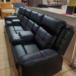 Black Leather Couch 