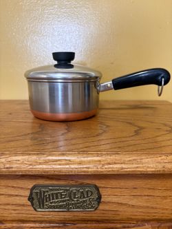 Vintage 1 Qt Revere Ware Copper Bottom Saucepan with Lid.     P