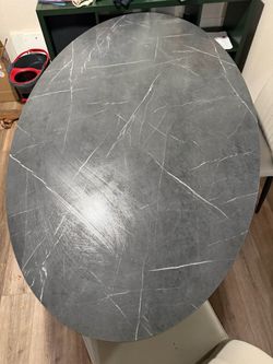 Oval Dining Table with Marble-Look Top