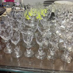 Tiffin Franciscan Edged Leafs Set Of Stems For 8  31 Pieces 