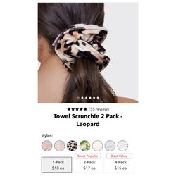 Brand new Towel Scrunchie 2 Pack - Leopard