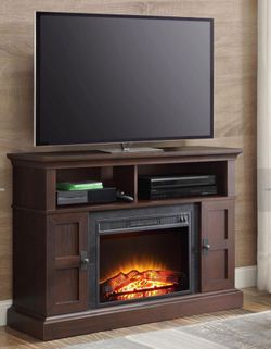 Whalen 48in Dark Cherry Media Fireplace Console  Excellent Working Condition Display + Heating