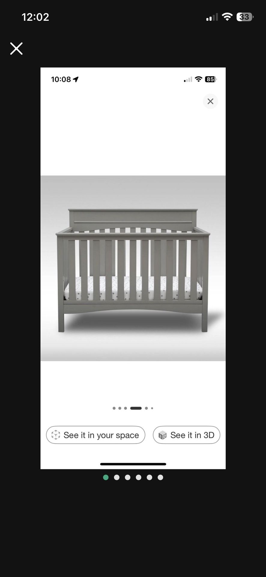 Delta Children Skylar 6-in-1 Convertible Crib – Gray (Excellent Condition
