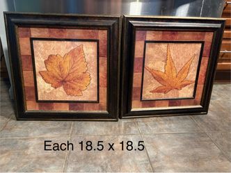 2pc Fall Decor Framed Pictures