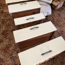 Drawers with vintage hardware. 