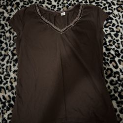 Short Sleeve Brown Top