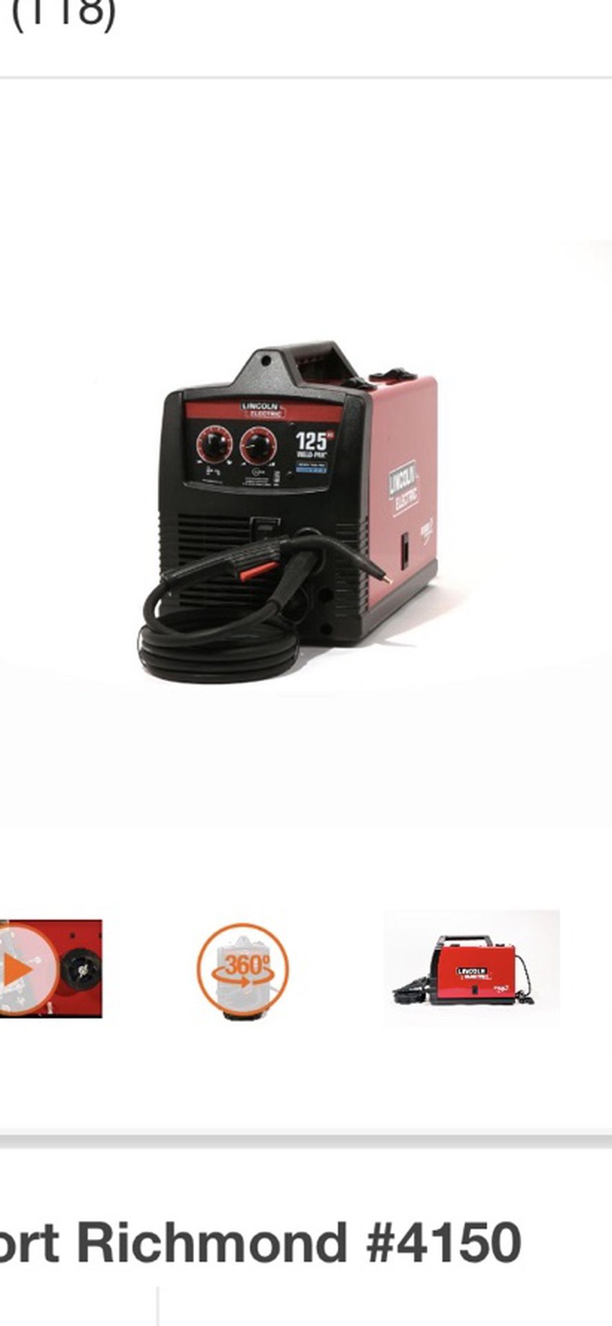 Lincoln Electric 125 Amp Weld-Pak 125 HD Flux-Cored Welder with Magnum 100L Gun, Flux-Cored Wire, 115V