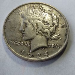 1924 VG PEACE DOLLAR PINGCOIN TESTED 