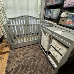 graco grey crib and changing table