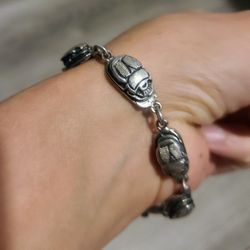 Egyptian Scarab Bracelet Sterling Silver 925