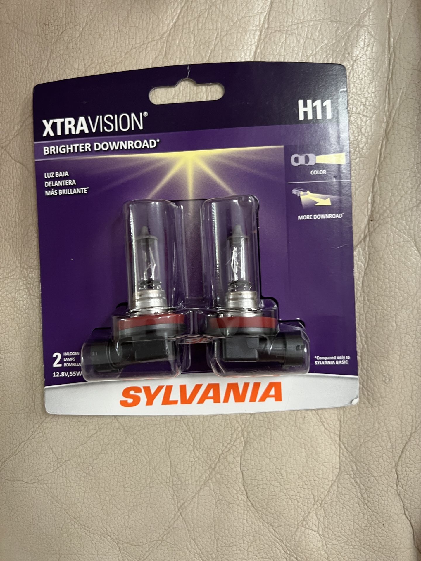 Sylvania H11 XtraVision Halogen Headlight Bulb, 2 Pack, Compatible with Multiple Cars