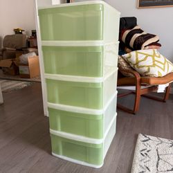 5 x Container store Tint Stackable Storage Drawers