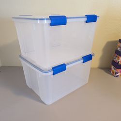 IRIS USA WEATHERPRO 44 Quart Stackable Storage Box with Airtight Gasket Seal Lid 2 Pack