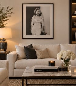 Framed Marilyn Monroe Black and White Portrait Print