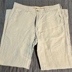 Tommy Bahama Mens Linen Silk Blend Dress Pants Size 34x34 Beige Vaction Beach