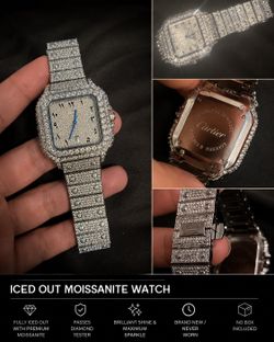 Iced out moissanite watch