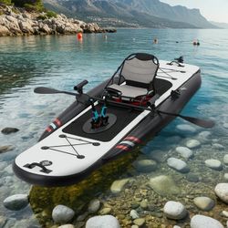 Danrelax Inflatable Kayak with Pedal System, 12ft Premium PVC Fishing Kayak, Lightweight & Portable