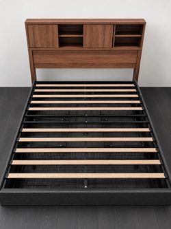 Platform Bed Frame with Storage Headboard