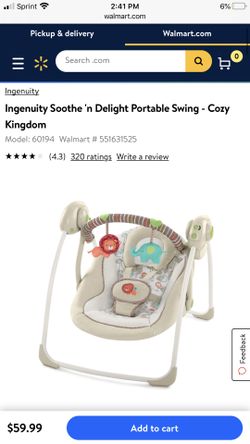 Ingenuity Soothe 'n Delight Portable Swing - Cozy Kingdom