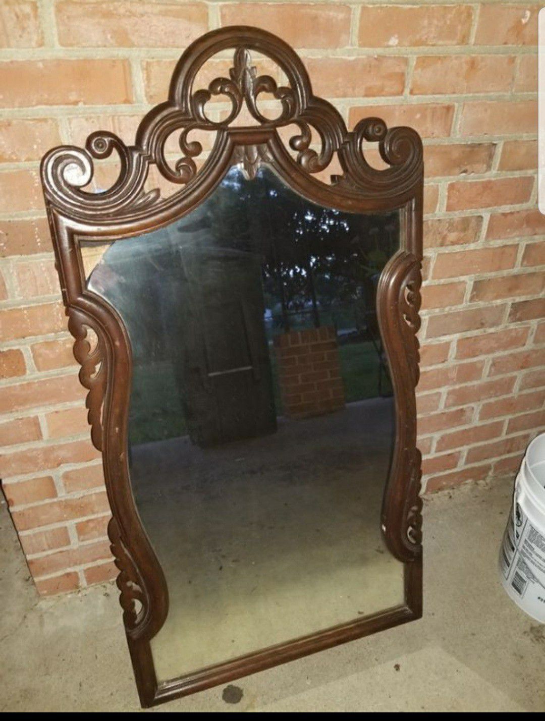 Antique real wood mirror