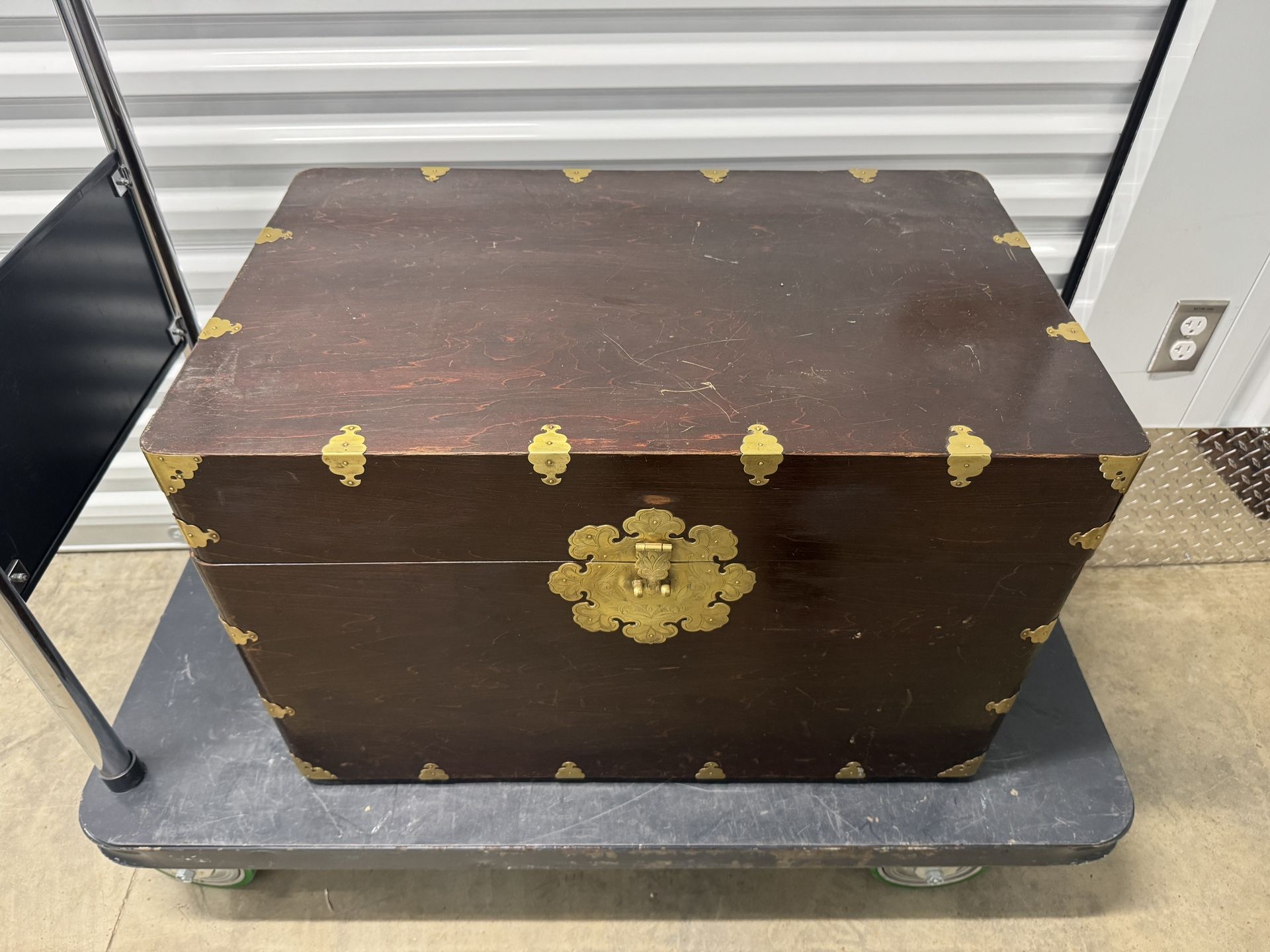 Vintage Wooden Korean Elm Tansu Chest Brass Hardware
