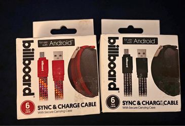 New Billboard 2-Pack 6ft Micro USB Sync & Charge Cables.