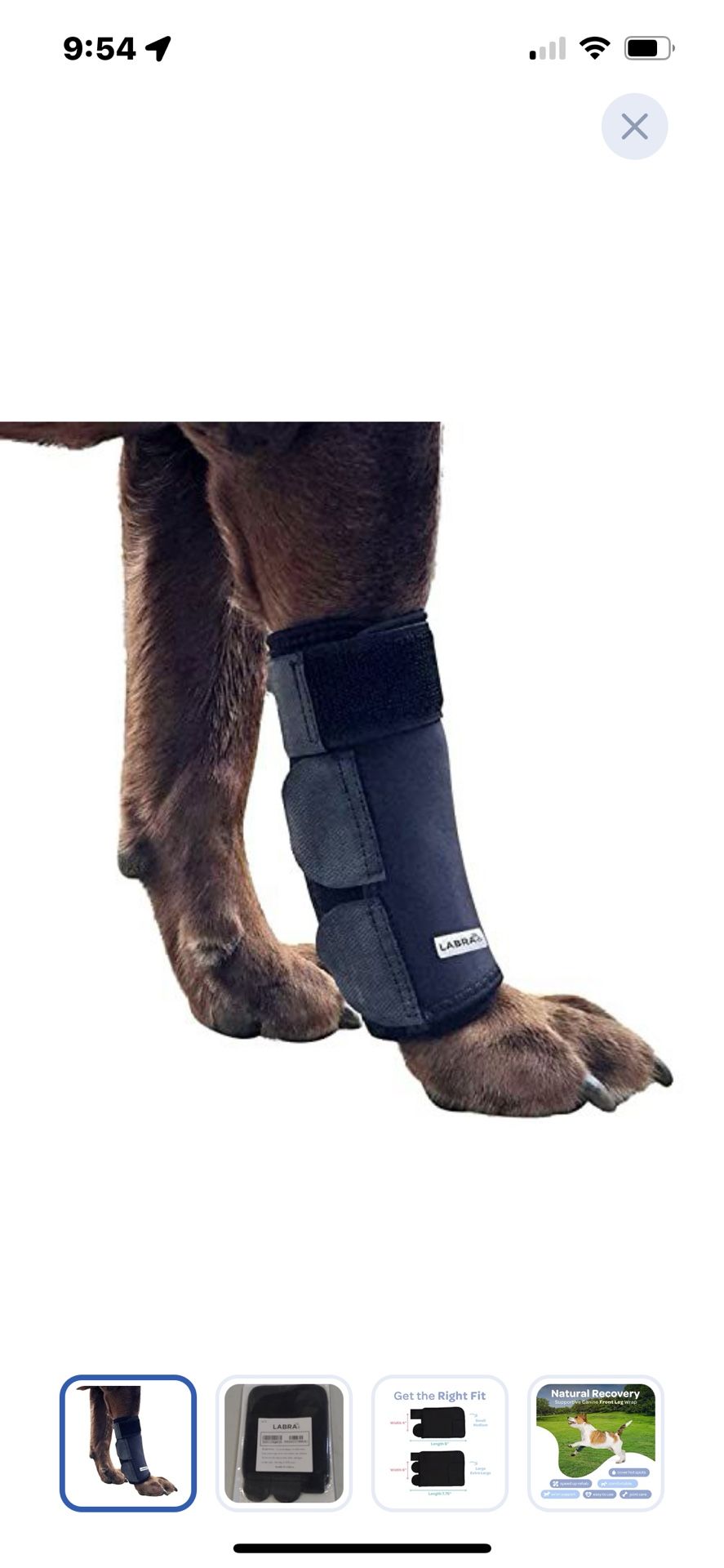 “New”Dog Front Leg Wrap Brace(wounds ,sprains,Arthritis)Xtra Large/large(8”L X 6”w)retail$35